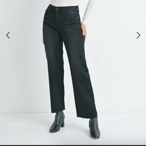 Just Black Women's Black Wide-Leg Raw Hem Jeans